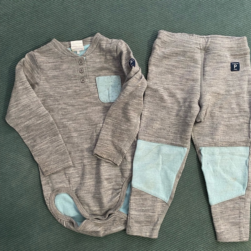 Polarn O. Pyret Gray and Light Blue Two-Piece Matching Set